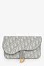 Christian Dior 2023 Grey Oblique Canvas Medium Saddle Pouch With Chain