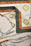 Hermès White/Green Silk 'Les Chevaux Dechaines' Scarf 90cm
