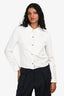Hermès White Knit Jacquard Button Down Polo Shirt Size 36