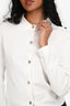Hermès White Knit Jacquard Button Down Polo Shirt Size 36