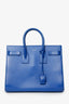 Saint Laurent Blue Leather Small Sac De Jour with Strap