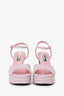 Pre-Loved Chanel™ Pink Tweed Crystal CC Platform Sandals Size 40
