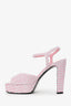 Pre-Loved Chanel™ Pink Tweed Crystal CC Platform Sandals Size 40