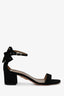Aquazurra Black Suede Leather Studded Bow Detail Sandals Size 35.5