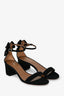 Aquazurra Black Suede Leather Studded Bow Detail Sandals Size 35.5