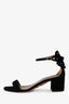 Aquazurra Black Suede Leather Studded Bow Detail Sandals Size 35.5