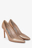 Manolo Blahnik Beige Patent Leather Pointed Toe Heels Size 35.5