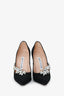 Manolo Blahnik Black Satin Crystal Embellished Heels Size 35.5