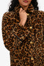 Miu Miu 2010 Sheep Fur/Leather Leopard Printed Coat Size 38