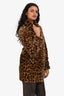 Miu Miu 2010 Sheep Fur/Leather Leopard Printed Coat Size 38