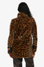 Miu Miu 2010 Sheep Fur/Leather Leopard Printed Coat Size 38