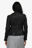 Burberry Prorsum Black Leather Ruched Zip-Up Leather Jacket Size 38