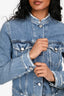 Acne Studios Blue Denim Distressed Detailed Cropped Jacket Size 36