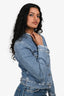 Acne Studios Blue Denim Distressed Detailed Cropped Jacket Size 36