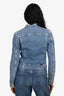 Acne Studios Blue Denim Distressed Detailed Cropped Jacket Size 36
