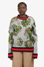 Gucci Grey Foliate Patterned Trim Detailed Sweater Size L
