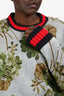 Gucci Grey Foliate Patterned Trim Detailed Sweater Size L
