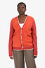 Hermès Orange Suede Leather/Wool Trim Detailed Cardigan Size XL Men