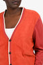 Hermès Orange Suede Leather/Wool Trim Detailed Cardigan Size XL Men