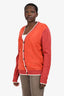 Hermès Orange Suede Leather/Wool Trim Detailed Cardigan Size XL Men