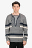 Pre-Loved Chanel™ Grey/Blue Linen/Cashmere Striped Sweater Size 56 Mens