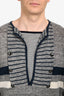 Pre-Loved Chanel™ Grey/Blue Linen/Cashmere Striped Sweater Size 56 Mens