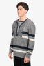 Pre-Loved Chanel™ Grey/Blue Linen/Cashmere Striped Sweater Size 56 Mens