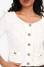 Pre-Loved Chanel™ White Patterned Cropped Cardigan Size 34