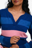 Pre-Loved Chanel™ Blue/Pink Cashmere Striped V-Neck Cropped Sweater Size 36