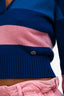 Pre-Loved Chanel™ Blue/Pink Cashmere Striped V-Neck Cropped Sweater Size 36
