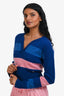 Pre-Loved Chanel™ Blue/Pink Cashmere Striped V-Neck Cropped Sweater Size 36