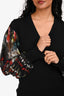 Roberto Cavalli Black Wool Floral Silk Sleeve Sweater Size 38