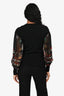 Roberto Cavalli Black Wool Floral Silk Sleeve Sweater Size 38