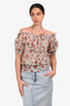 D&G Dolce & Gabbana Cherry Print Silk Sheer Short Sleeve Top Size 36
