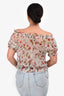 D&G Dolce & Gabbana Cherry Print Silk Sheer Short Sleeve Top Size 36