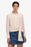 Chloe Cream Silk Tie Hem Button Down Top Size 36