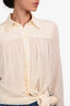 Chloe Cream Silk Tie Hem Button Down Top Size 36