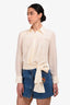 Chloe Cream Silk Tie Hem Button Down Top Size 36