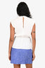 Miu Miu 2011 White Silk Floral Pearl Detail Lapel Cinched Hem Top Size 38