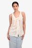 Miu Miu 2009 Cream Silk Asymmetrical Button Front Tie Sleeveless Top Size 40
