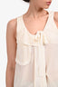 Miu Miu 2009 Cream Silk Asymmetrical Button Front Tie Sleeveless Top Size 40