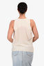 Miu Miu 2009 Cream Silk Asymmetrical Button Front Tie Sleeveless Top Size 40