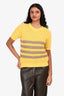 Gucci Yellow Cotton Blend Stripe Detail Knit Top Size XS