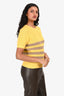 Gucci Yellow Cotton Blend Stripe Detail Knit Top Size XS