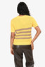 Gucci Yellow Cotton Blend Stripe Detail Knit Top Size XS