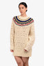 Isabel Marant Étoile Cream Wool Blend Fair Isle Sweater Dress Size 36