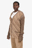 Dolce & Gabbana Brown Linen Blend Knit Woven Leather Cardigan Size 52