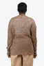 Dolce & Gabbana Brown Linen Blend Knit Woven Leather Cardigan Size 52