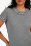 Pre-Loved Chanel™ Grey Metallic Fringe Detail T-Shirt Size 36