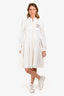 Gucci White Tennis Logo Embroidered Pleated Dress Size L